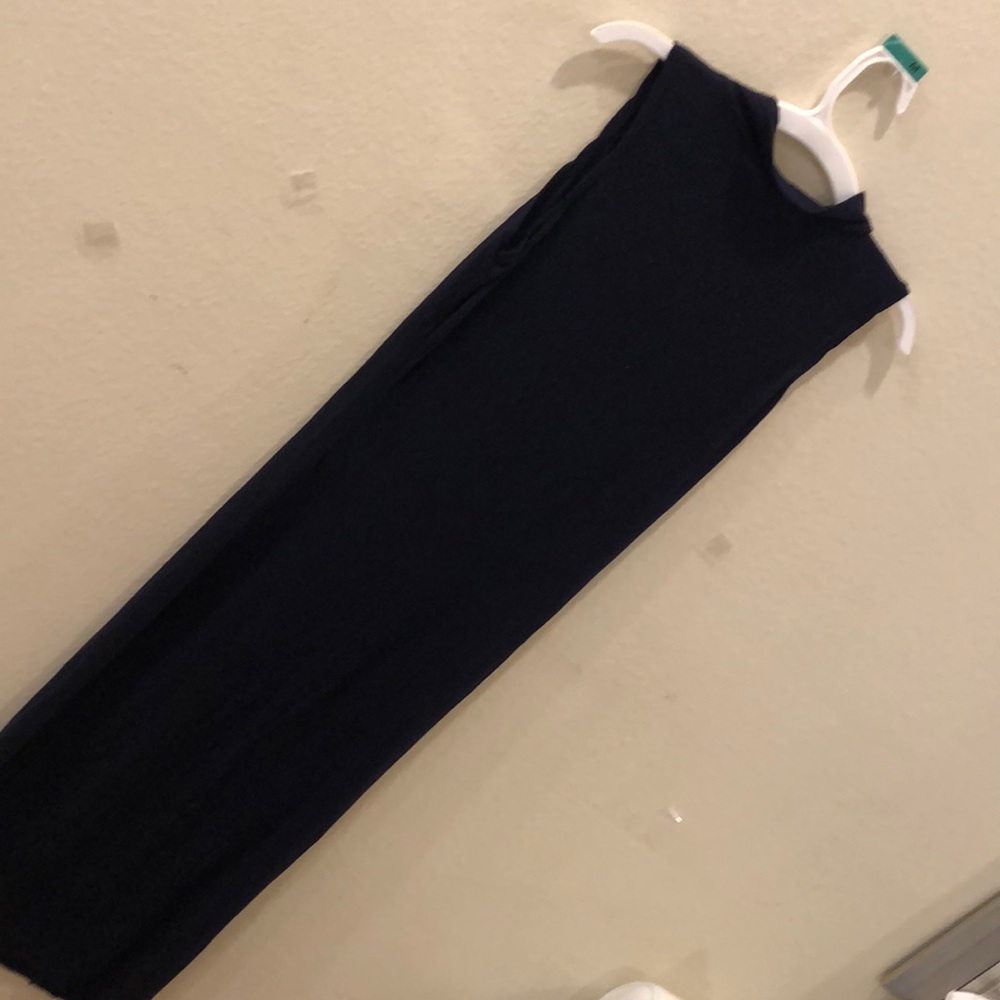 Navy blue Mock Neck Maxi Dress